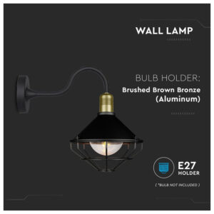 V-TAC Επιτοίχιο Φωτιστικό Down Ε27 Αδιάβροχο IP65 Μαύρο Ματ 8972