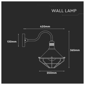 V-TAC Επιτοίχιο Φωτιστικό Down Ε27 Αδιάβροχο IP65 Μαύρο Ματ 8972