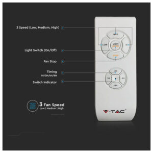 V-TAC Επιτοίχιος Ανεμιστήρας Οροφής-Φωτιστικό LED 45W 3000lm με 7 Πτερύγια AC Μοτέρ CCT 3σε1 και RF Τηλεχειρισμό Γκρι 217935