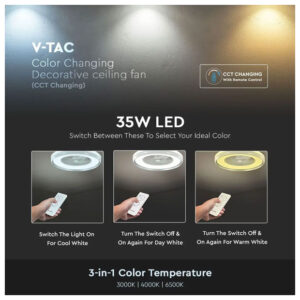 V-TAC Επιτοίχιος Ανεμιστήρας Οροφής-Φωτιστικό LED 45W 3000lm με 7 Πτερύγια AC Μοτέρ CCT 3σε1 και RF Τηλεχειρισμό Γκρι 217935