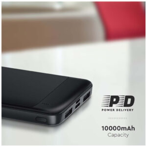 V-TAC 7833 Power Bank 10000mAh με Θύρα USB-A και Θύρα USB-C Μαύρο