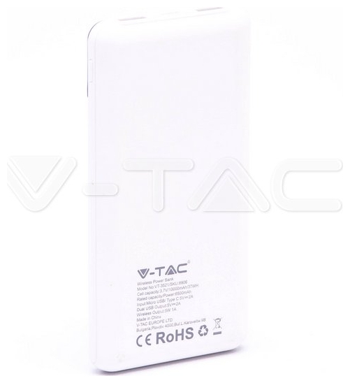 Φορτιστής Μπαταριά Ασύρματης Φόρτισης με Οθόνη Wireless Power Bank 10000mAh με δύο Θύρες USB & Type C Χρώμα Λευκό 8906