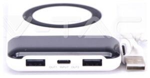 Φορτιστής Μπαταριά Ασύρματης Φόρτισης με Οθόνη Wireless Power Bank 10000mAh με δύο Θύρες USB & Type C Χρώμα Λευκό 8906