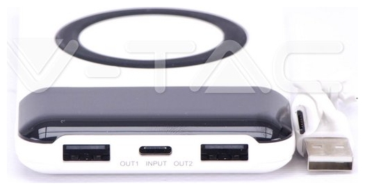 Φορτιστής Μπαταριά Ασύρματης Φόρτισης με Οθόνη Wireless Power Bank 10000mAh με δύο Θύρες USB & Type C Χρώμα Λευκό 8906