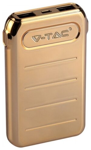 Φορτιστής Μπαταριά Power Bank 10000mAh με δύο Θύρες USB, micro USB & Type C Χρώμα Χρυσό 8907