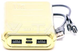 Φορτιστής Μπαταριά Power Bank 20000mAh με δύο Θύρες USB, micro USB & Type C Χρώμα Χρυσό 8908