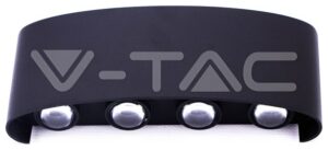 Φωτιστικό Τοίχου Απλίκα V-TAC 8W Up & Down Αλουμίνιο Μαύρο Ματ IP54 Φως Ημέρας 8620