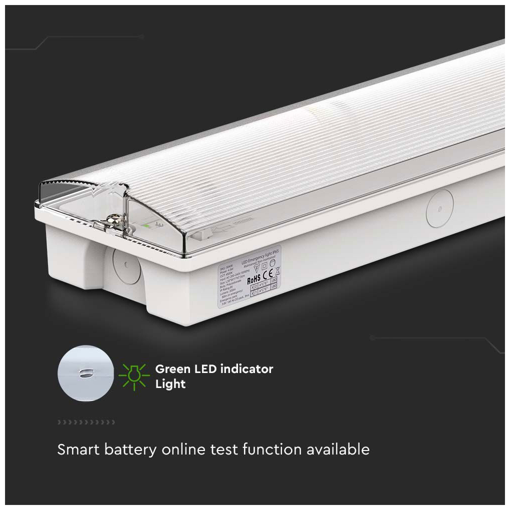 V-TAC Φωτιστικό Ασφαλείας LED 3W 120lm 120° IP65 Αδιάβροχο με RF Τηλεχειριστήριο Ψυχρό Λευκό 7688