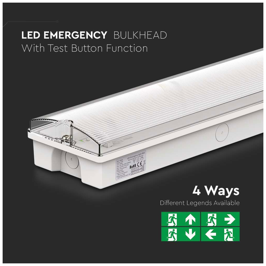 V-TAC Φωτιστικό Ασφαλείας LED 3W 130lm 120° IP65 Αδιάβροχο Ψυχρό Λευκό 7687