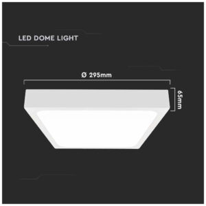V-TAC Φωτιστικό LED Οροφής 24W 230V 360° 2400lm IP44 295x295x65mm Τετράγωνο Ζεστό Λευκό Άσπρο Σώμα 7627