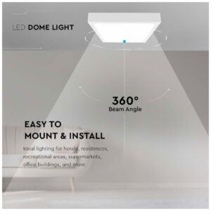 V-TAC Φωτιστικό LED Οροφής 24W 230V 360° 2400lm IP44 295x295x65mm Τετράγωνο Ζεστό Λευκό Άσπρο Σώμα 7627