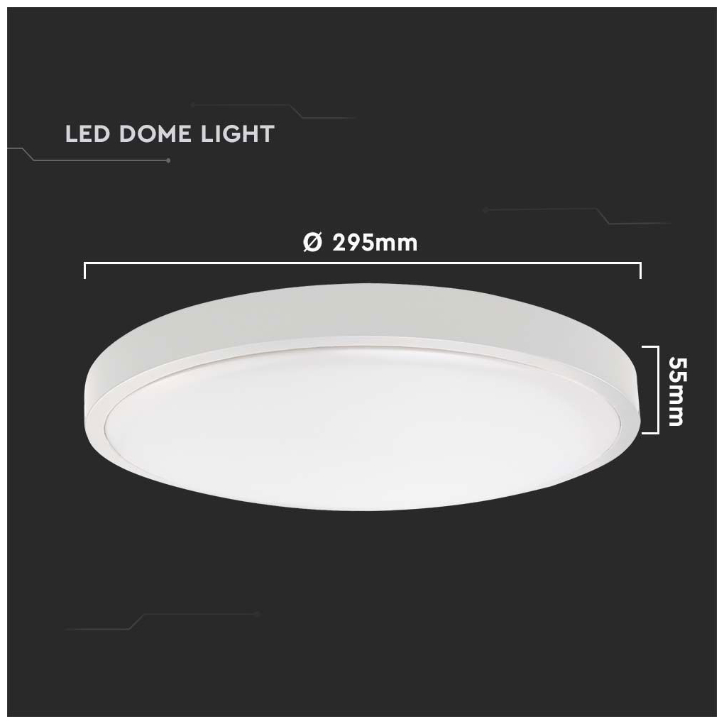 V-TAC Φωτιστικό LED Οροφής 24W 230V 360° 2400lm IP44 Ø295x55mm Στρογγυλό Φυσικό Λευκό Άσπρο Σώμα 7619