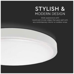 V-TAC Φωτιστικό LED Οροφής 30W 230V 360° 3000lm IP44 Ø420x55mm Στρογγυλό Ψυχρό Λευκό Άσπρο Σώμα 7623