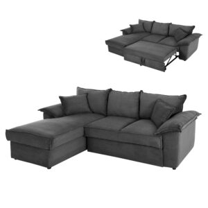 ΚΑΝΑΠΕΣ-ΚΡΕΒΑΤΙ-ΑΡΙΣΤ.ΓΩΝΙΑ ΜΕ ΑΠΟΘ.ΧΩΡΟ ALDO HM3276.02L ΑΝΘΡΑΚΙ ΥΦΑΣΜΑ 256x159x87Υεκ