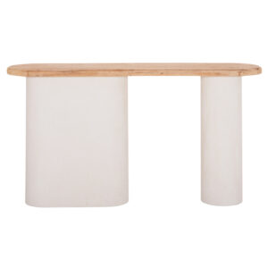 ΚΟΝΣΟΛΑ ΣΕΙΡΑ SANTORINI HM18338 ΤΟΠ ΞΥΛΟ ΕΛΑΤΟΥ-ΒΑΣΗ ΥΠΟΛΕΥΚΟ MDF 150x35x82Υεκ.