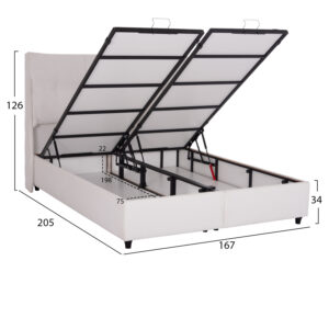 ΚΡEΒΑΤΙ ΜΕ ΑΠΟΘΗΚΕΥΤΙΚΟ ΧΩΡΟ DREAMLET HM716.03 ΛΕΥΚΟ TEDDY ΥΦΑΣΜΑ- ΓΙΑ ΣΤΡΩΜΑ 160x200εκ.