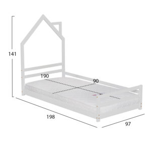 ΚΡΕΒΑΤΙ ΠΑΙΔΙΚΟ ΜΕ ΣΤΡΩΜΑ HOUSER HM21301 ΞΥΛΟ ΠΕΥΚΟΥ ΣΕ ΛΕΥΚΟ--ΣΤΡΩΜΑ 90x190εκ