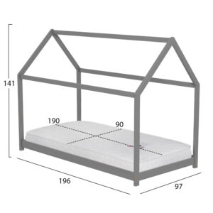 ΚΡΕΒΑΤΙ ΠΑΙΔΙΚΟ ΜΕ ΣΤΡΩΜΑ PEPE HM21302.02 ΞΥΛΟ ΠΕΥΚΟΥ ΣΕ ΓΚΡΙ--ΣΤΡΩΜΑ 90x190εκ