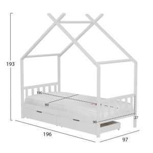 ΚΡΕΒΑΤΙ ΠΑΙΔΙΚΟ ΜΕ ΣΤΡΩΜΑ KLARICE HM21305.01 ΞΥΛΟ ΠΕΥΚΟΥ ΣΕ ΛΕΥΚΟ--ΣΤΡΩΜΑ 90x190εκ