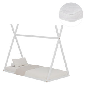 ΚΡΕΒΑΤΙ ΠΑΙΔΙΚΟ ΜΕ ΣΤΡΩΜΑ MUNK HM21306.01 ΞΥΛΟ ΠΕΥΚΟΥ ΣΕ ΛΕΥΚΟ--ΣΤΡΩΜΑ 90x190εκ