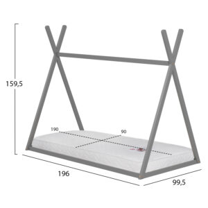 ΚΡΕΒΑΤΙ ΠΑΙΔΙΚΟ ΜΕ ΣΤΡΩΜΑ MUNK HM21306.02 ΞΥΛΟ ΠΕΥΚΟΥ ΣΕ ΓΚΡΙ--ΣΤΡΩΜΑ 90x190εκ