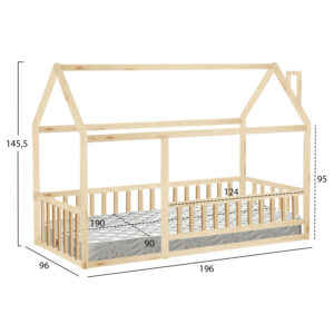 ΚΡΕΒΑΤΙ ΠΑΙΔΙΚΟ ΜΕ ΣΤΡΩΜΑ HOUSER HM21315 ΞΥΛΟ ΠΕΥΚΟΥ ΣΕ ΦΥΣΙΚΟ--ΣΤΡΩΜΑ 90x190εκ