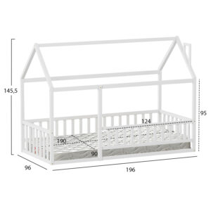 ΚΡΕΒΑΤΙ ΠΑΙΔΙΚΟ ΜΕ ΣΤΡΩΜΑ HOUSER HM21315.01 ΞΥΛΟ ΠΕΥΚΟΥ ΣΕ ΛΕΥΚΟ--ΣΤΡΩΜΑ 90x190εκ