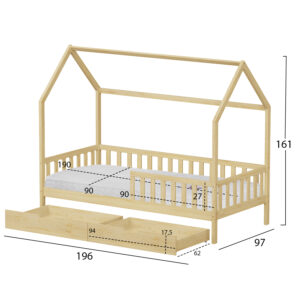 ΚΡΕΒΑΤΙ ΠΑΙΔΙΚΟ ΜΕ ΣΥΡΤΑΡΙΑ PHYLLIS HM21324 ΞΥΛΟ ΠΕΥΚΟΥ ΦΥΣΙΚΟ--ΜΕ ΣΤΡΩΜΑ 90x190εκ