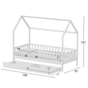 ΚΡΕΒΑΤΙ ΠΑΙΔΙΚΟ ΜΕ ΣΥΡΤΑΡΙΑ PHYLLIS HM21324.01 ΞΥΛΟ ΠΕΥΚΟΥ ΛΕΥΚΟ--ΜΕ ΣΤΡΩΜΑ 90x190εκ