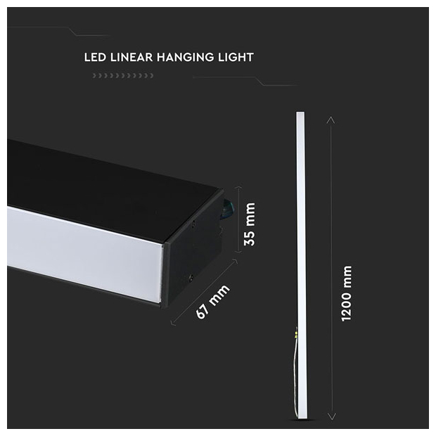 V-TAC Κρεμαστό Γραμμικό Φωτιστικό LED 40W 3270lm 120° IP20 230V Samsung Chip Ψυχρό Λευκό Mαύρο Σώμα 21600