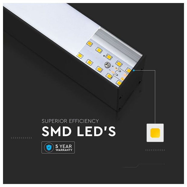 V-TAC Κρεμαστό Γραμμικό Φωτιστικό LED 40W 3270lm 120° IP20 230V Samsung Chip Ψυχρό Λευκό Mαύρο Σώμα 21600
