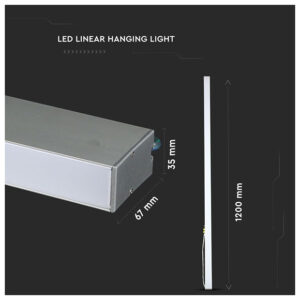 V-TAC Κρεμαστό Γραμμικό Φωτιστικό LED 40W 3360lm 120° IP20 230V Samsung Chip Φυσικό Λευκό Άσπρο Σώμα 21376