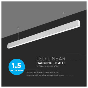 V-TAC Κρεμαστό Γραμμικό Φωτιστικό LED 40W 3360lm 120° IP20 230V Samsung Chip Φυσικό Λευκό Άσπρο Σώμα 21376