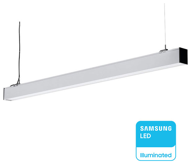 V-TAC Κρεμαστό Γραμμικό Φωτιστικό LED 40W 3590lm 120° IP20 230V Samsung Chip Φυσικό Λευκό Ασημί Σώμα 21384
