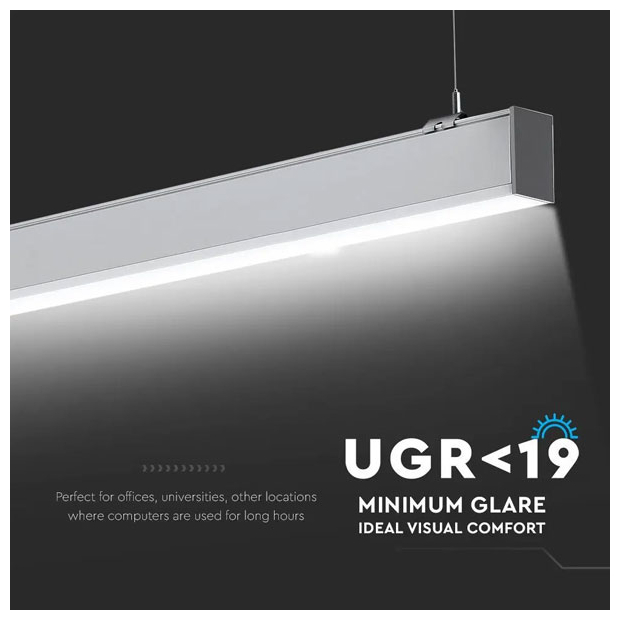 V-TAC Κρεμαστό Γραμμικό Φωτιστικό LED 40W 3590lm 120° IP20 230V Samsung Chip Φυσικό Λευκό Ασημί Σώμα 21384