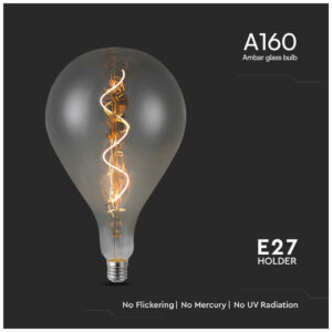 V-TAC Λάμπα LED E27 A160 Spiral Filament 4W 230V 120lm 300° IP20 Ζεστό Λευκό Smoky Γυαλί 23167