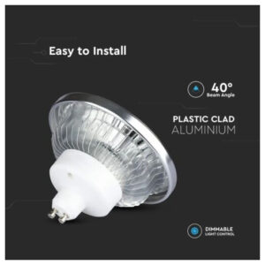 V-TAC Λάμπα LED Spot GU10 AR111 COB 12W θερμό λευκό 3000K 40° αλουμίνιο σώμα dimmable SKU: 217234