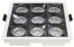 LED Φωτιστικό Χωνευτό Τετράγωνο 13cm x 13cm 36W Με Ανακλαστήρα 12° και 9 SAMSUNG CHIP Θερμό Λευκό 984