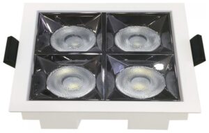 LED Φωτιστικό Χωνευτό Τετράγωνο 9,3 x 9,3cm 16W Με Ανακλαστήρα 38° και 4 SAMSUNG CHIP Θερμό Λευκό 993