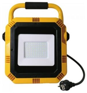 LED Προβολέας Φορητός V-TAC 50W με Stand και Σούκο Πρίζα  Samsung Chip Κίτρινο Σώμα Ψυχρό Λευκό 946