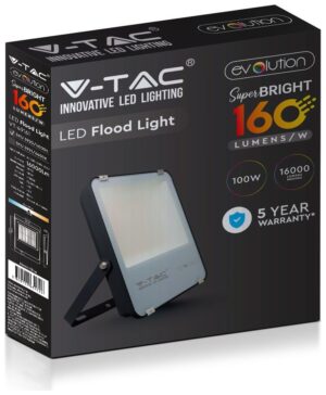 LED Προβολέας V-TAC 100W Μαύρος Evolution 160LM/W Ψυχρό Λευκό 5 Χρόνια Εγγύηση 5921