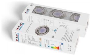 LED Set V-TAC Ολοκληρωμένο Φωτιστικό Σποτ GU10 5W Πακέτο 3 Τεμαχίων Ψυχρό Λευκό 6400Κ 8883