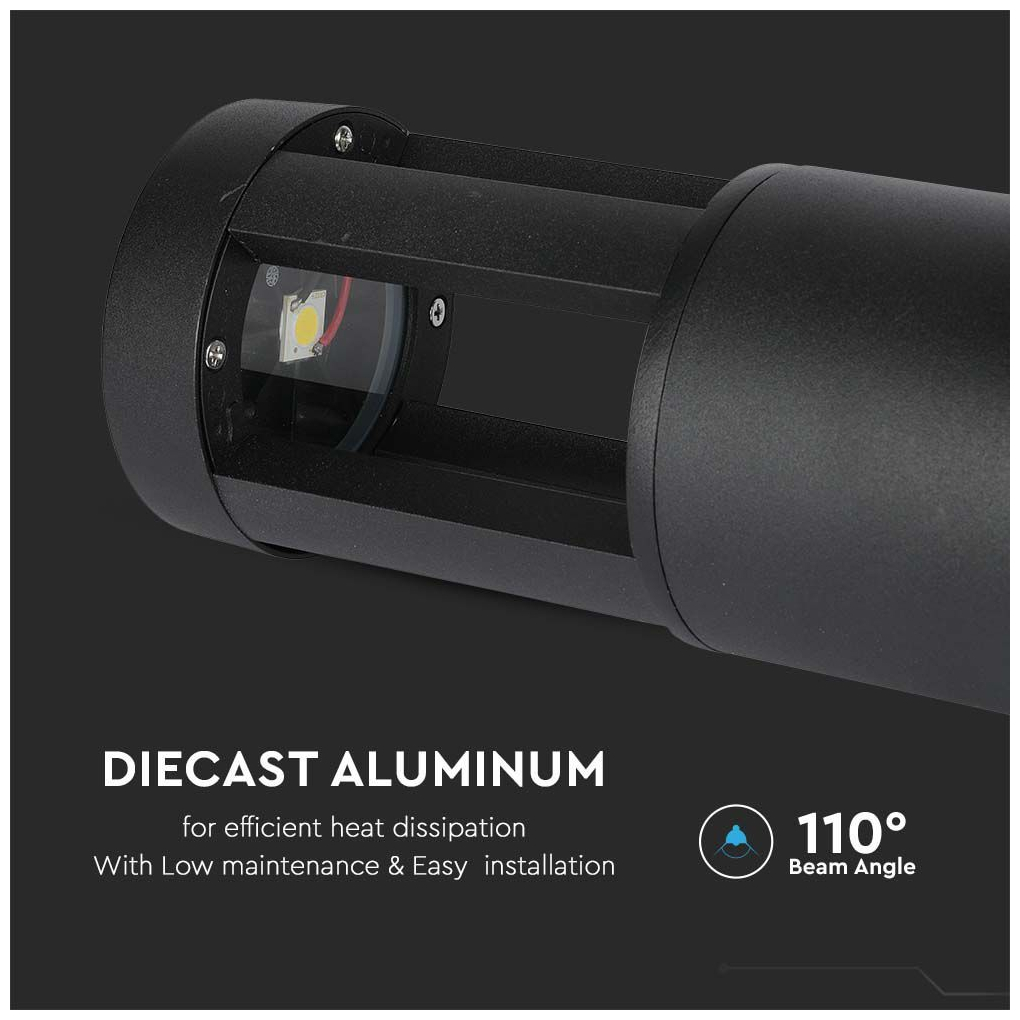 V-TAC LED αδιάβροχο φωτιστικό 10W 4000K φυσικό λευκό με μαύρο σώμα 250mm SKU: 128323