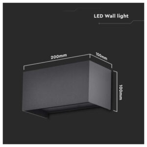 V-TAC LED απλίκα 24W ορθογώνια με μαύρο σώμα 3000K θερμό λευκό IP65 SKU: 2977