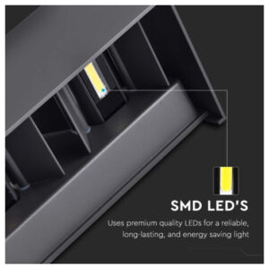 V-TAC LED απλίκα 24W ορθογώνια με μαύρο σώμα 3000K θερμό λευκό IP65 SKU: 2977