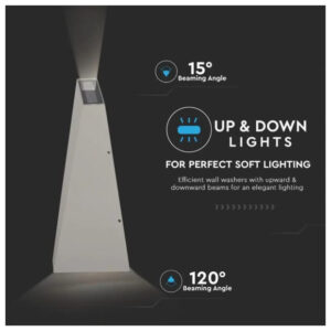 V-TAC LED απλίκα 6W αρχιτεκτονικού φωτισμού 4000K φυσικό λευκό γκρι σώμα SKU: 218300