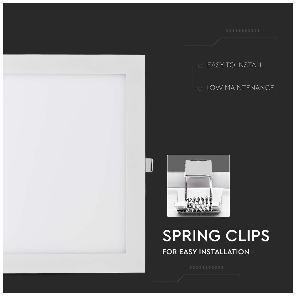 V-TAC LED mini panel χωνευτό 24W 2700K θερμό λευκό τετράγωνο SKU: 214887