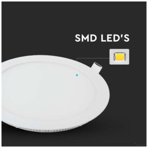 V-TAC LED mini panel χωνευτό 24W 6400K ψυχρό λευκό στρογγυλό SKU: 214874
