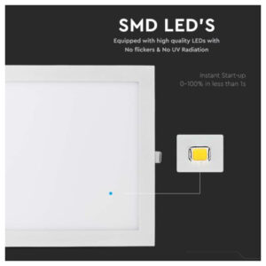 V-TAC LED mini panel χωνευτό 24W 6400K ψυχρό λευκό τετράγωνο SKU: 214889