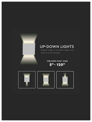 V-TAC LED επιτοίχιο φωτιστικό 11W τετράγωνο λευκό σώμα 4000K φυσικό λευκό Bridgelux chip 120lm/W 218528